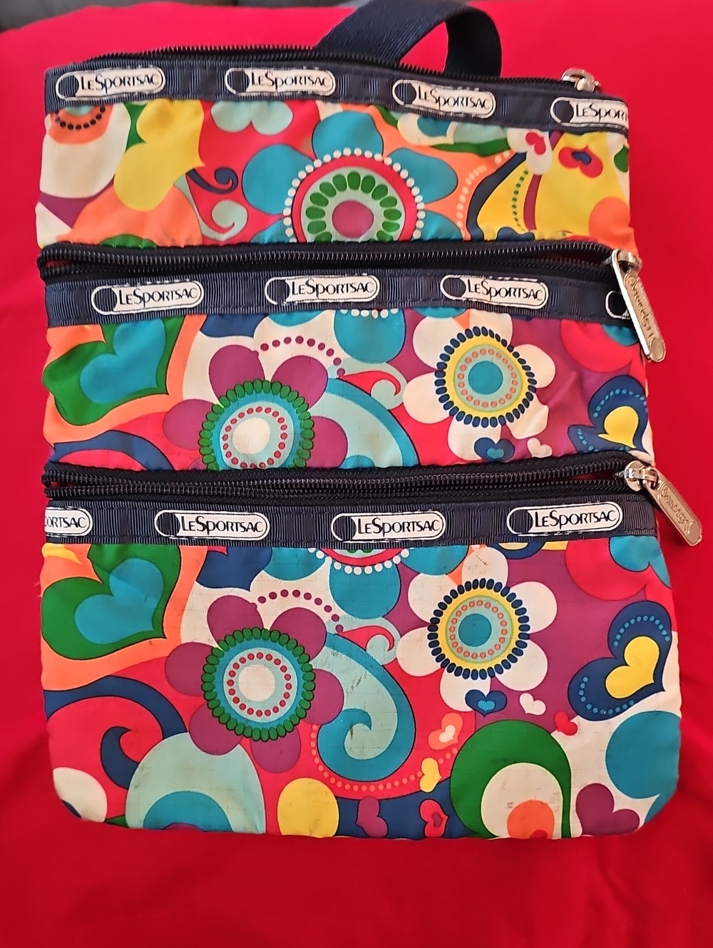 LeSportsac Multi-Color Floral Triple Zip Cosmetic Pouch